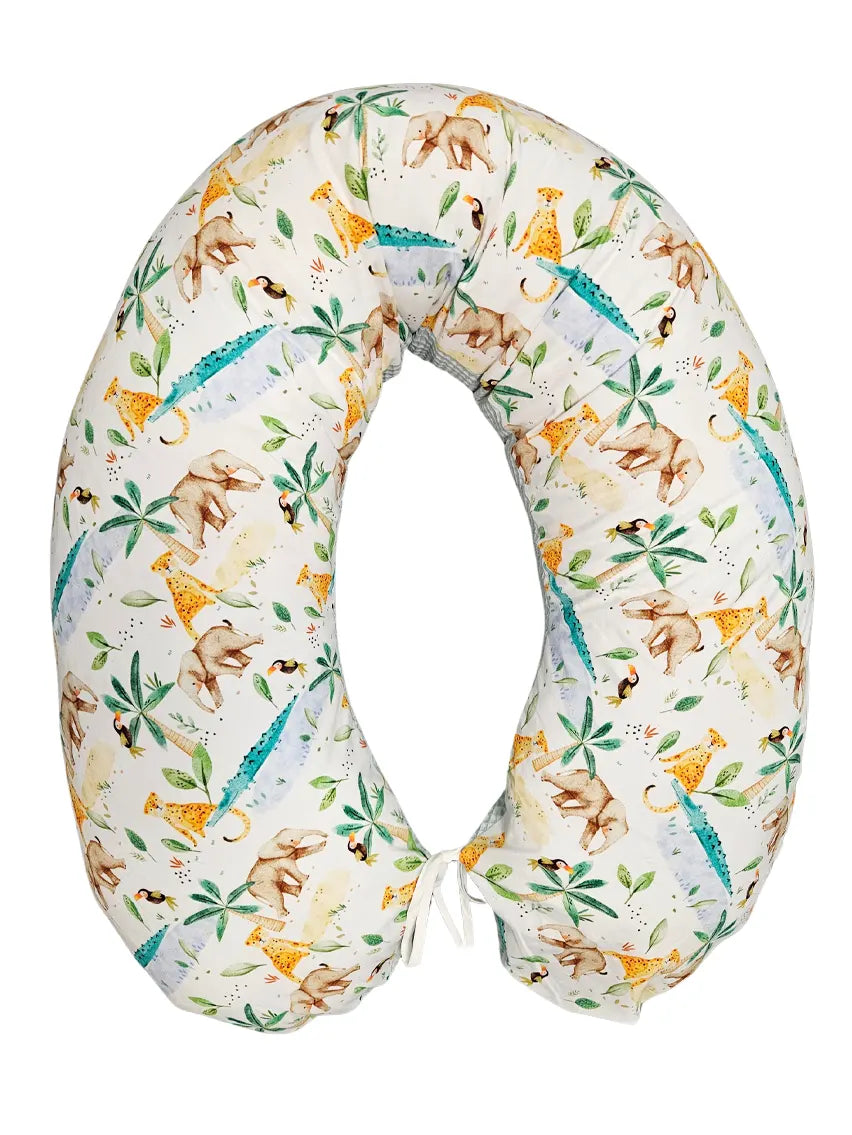 Nursing Pillow with Cotton Cover 170cm - Safari + Waffle