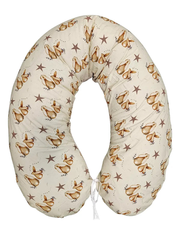 Nursing Pillow with Cotton Cover 170cm - Bunnies and Stars + Waffle