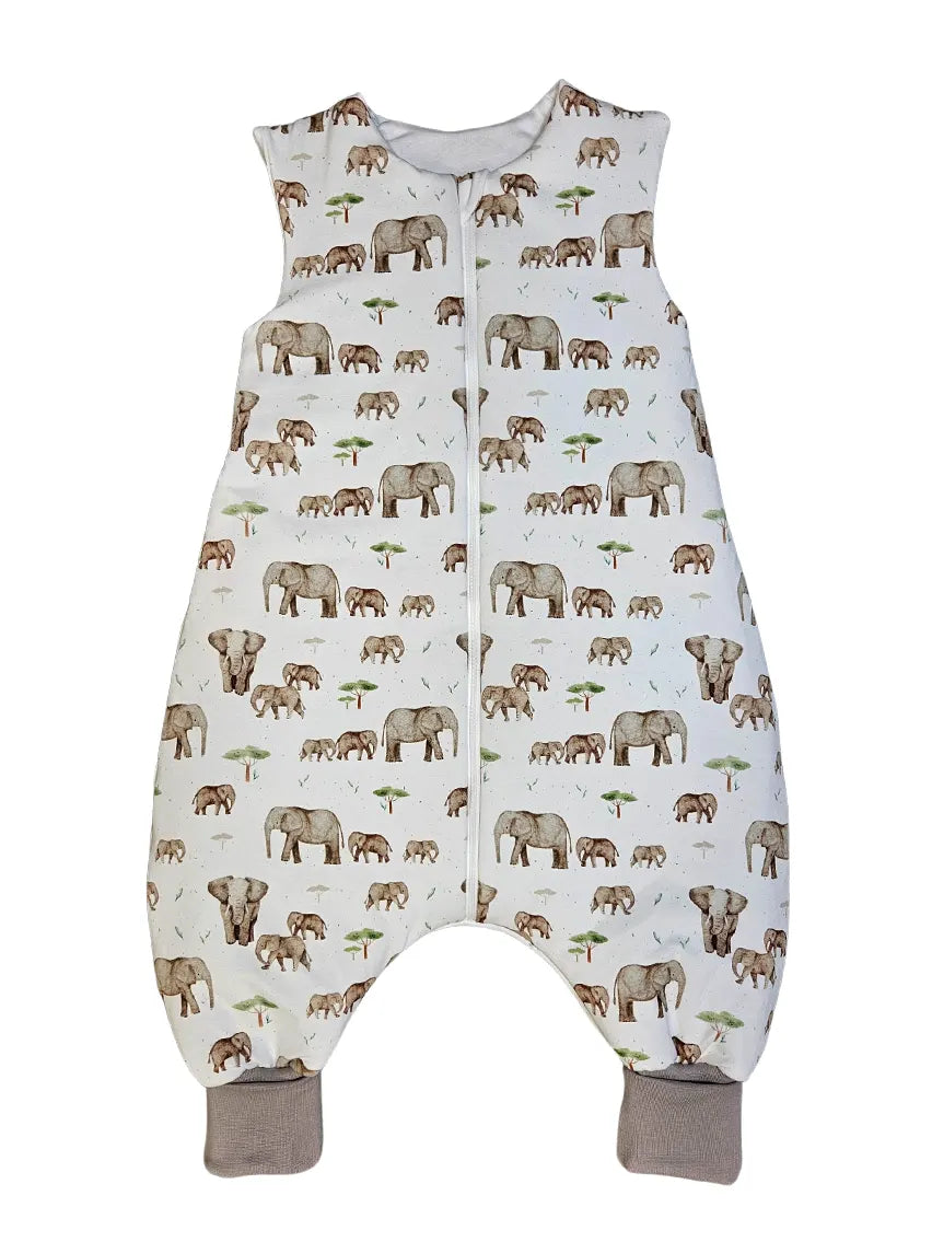Cotton Sleeping Bag with Legs - Mama and Baby Elephant
