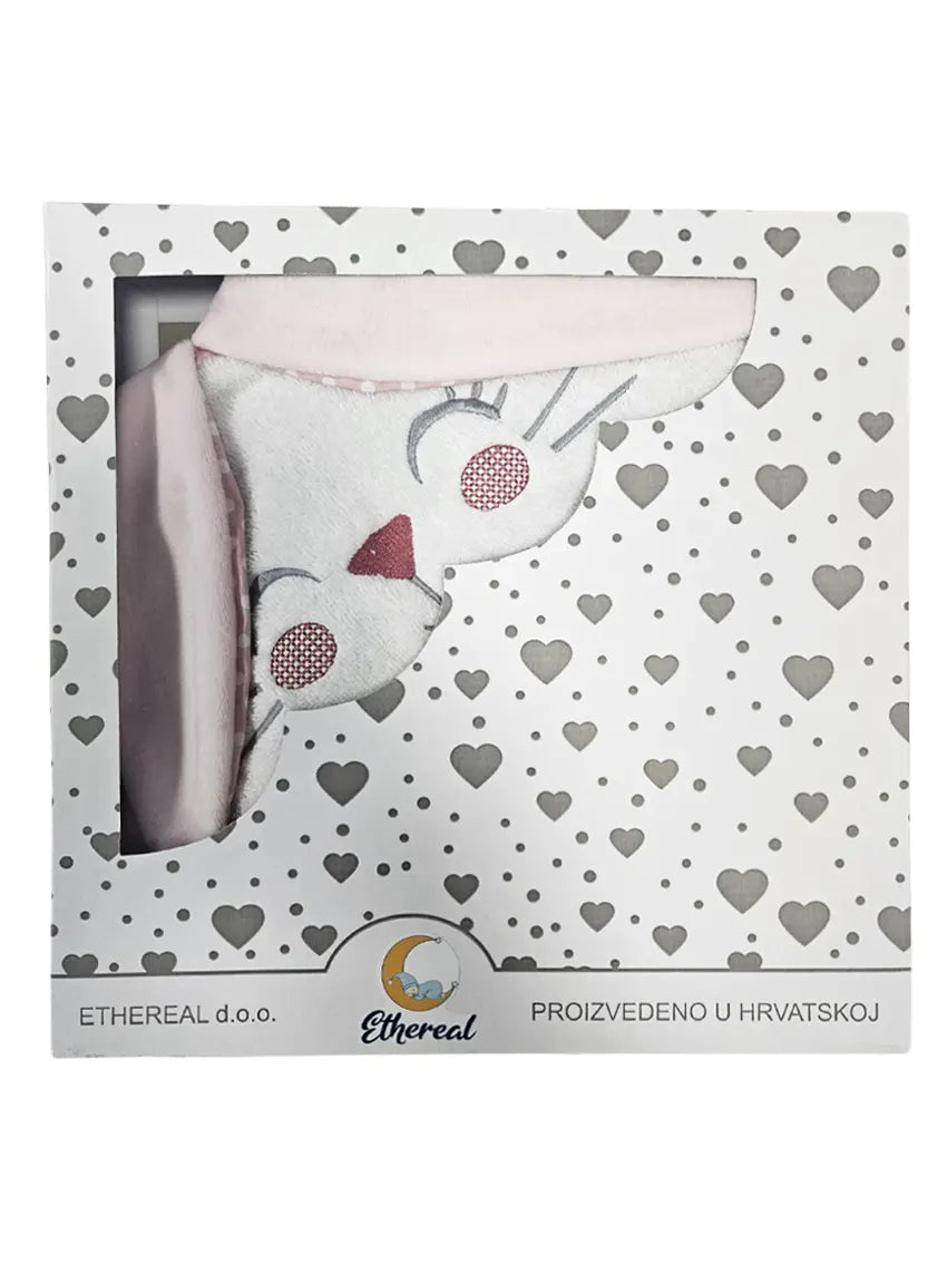 Cotton Towel 100x100cm - Embroidered - Bunny - Retro Pink