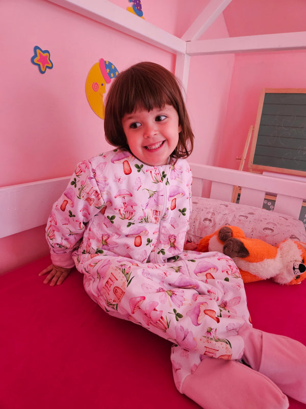 Thick Cotton Sleeping Bag with Legs, Sleeves, and Filling - Lilac Forest Fairy