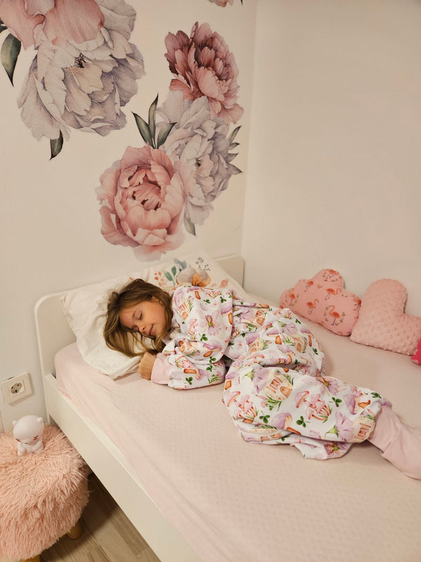 Thick Cotton Sleeping Bag with Legs, Sleeves, and Filling - Lilac Forest Fairy