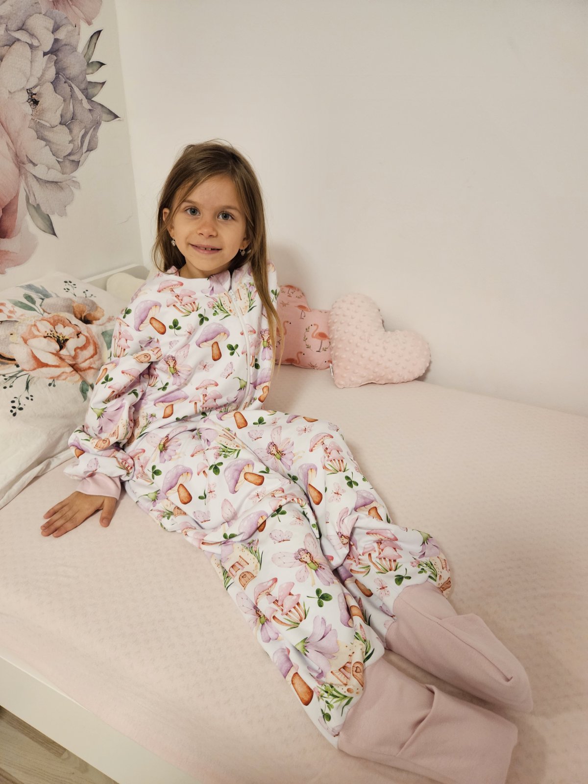 Thick Cotton Sleeping Bag with Legs, Sleeves, and Filling - Lilac Forest Fairy