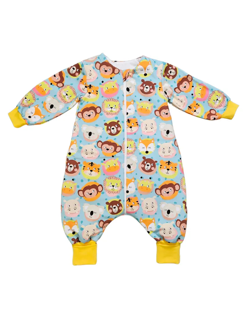 Cotton sleeping bag with legs and sleeves - Jungle baby animals