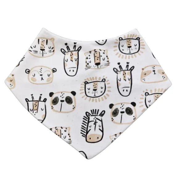 Bib scarf - Black and white safari animals