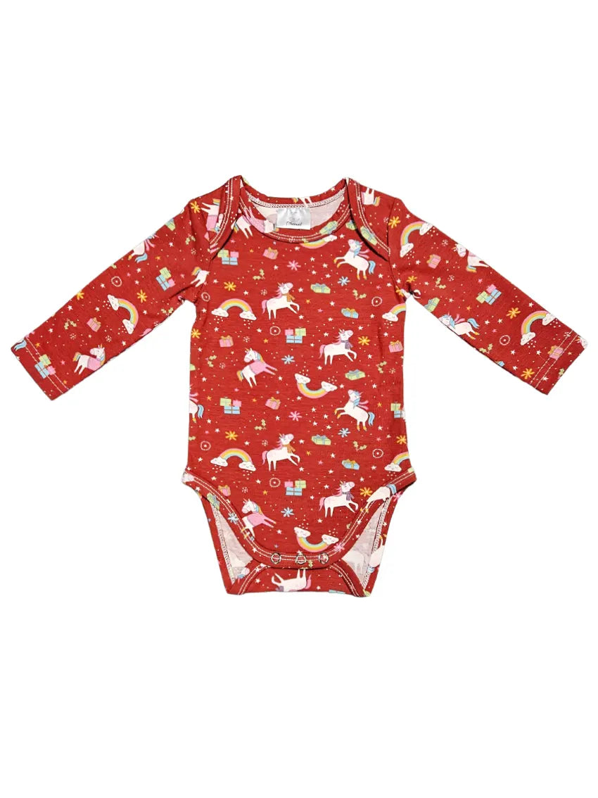 Long Sleeve Bodysuit - Unicorn and Rainbow
