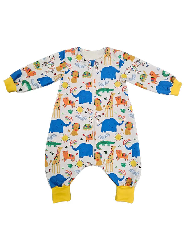 Thick Cotton Sleeping Bag with Legs, Sleeves, and Filling - Rainbow Animals