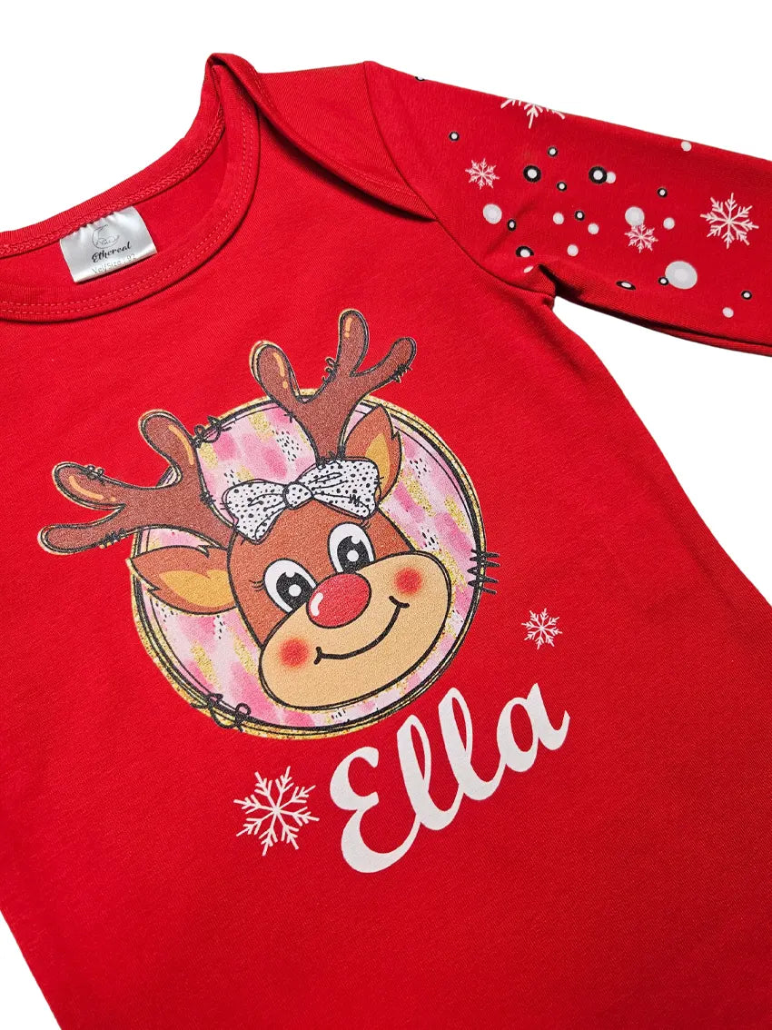Personalized Christmas Bodysuit - Reindeer with Bow