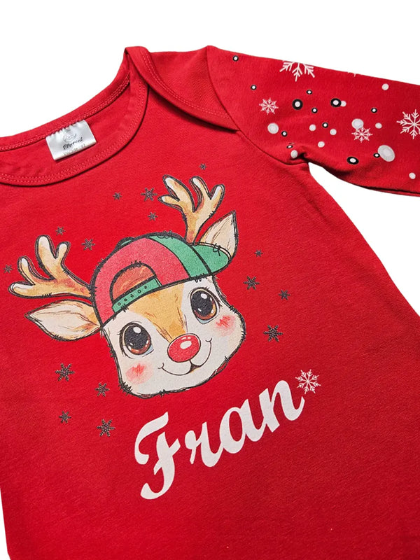 Personalized Christmas Bodysuit - Reindeer with Cap