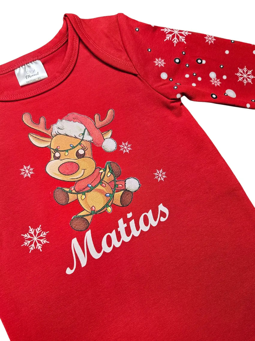 Personalized Christmas Bodysuit - Reindeer and Lights