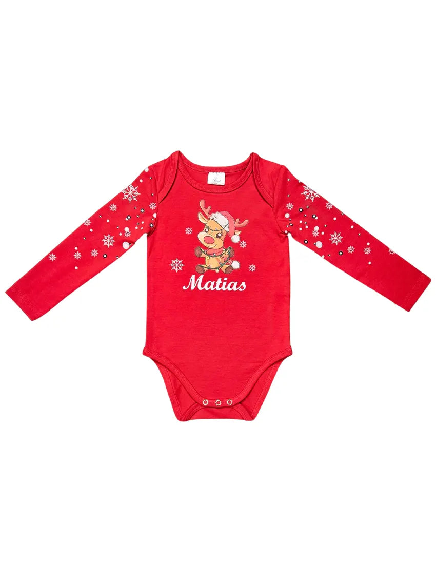 Personalized Christmas Bodysuit - Reindeer and Lights