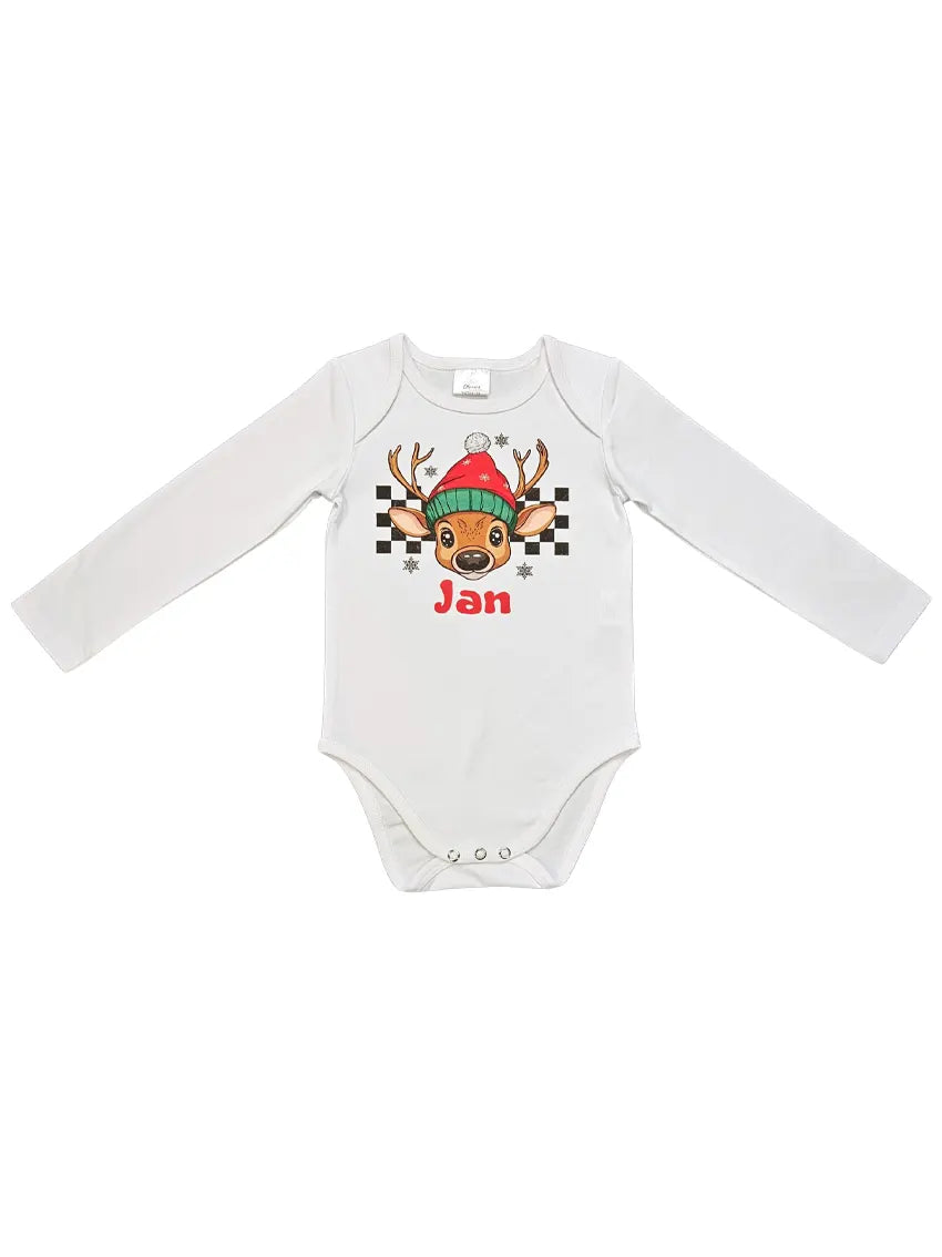 Personalized Christmas Bodysuit - Reindeer with Hat