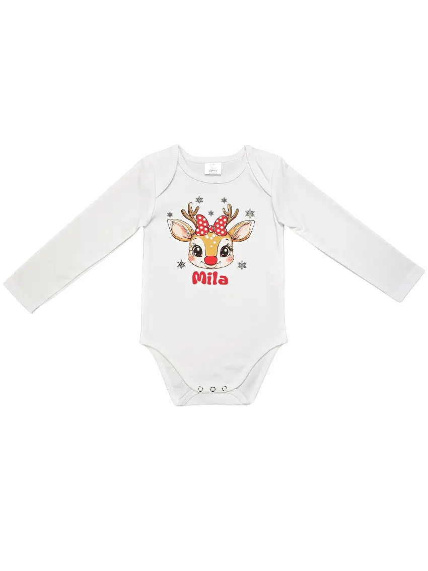 Personalized Christmas Bodysuit - Reindeer with Bow