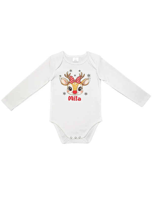 Personalized Christmas Bodysuit - Reindeer with Bow