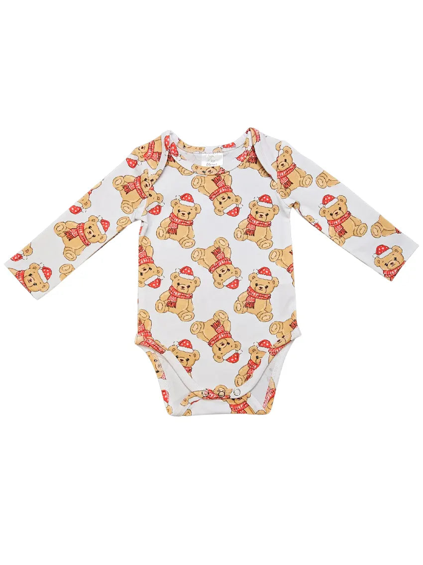 Long Sleeve Bodysuit - Bear with Scarf