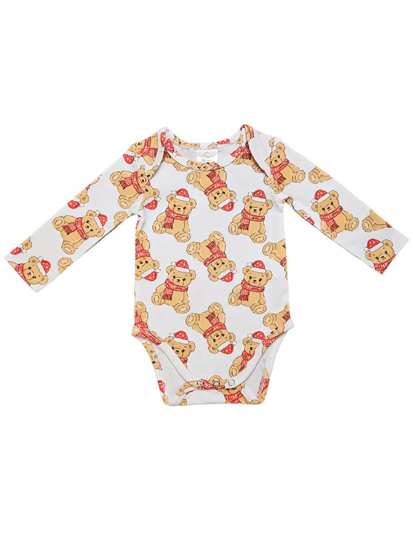 Long Sleeve Bodysuit - Bear with Scarf