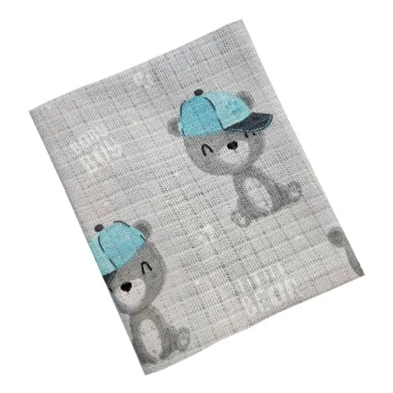Children's Cotton Tetra Diaper 70x70cm - Gray Bear