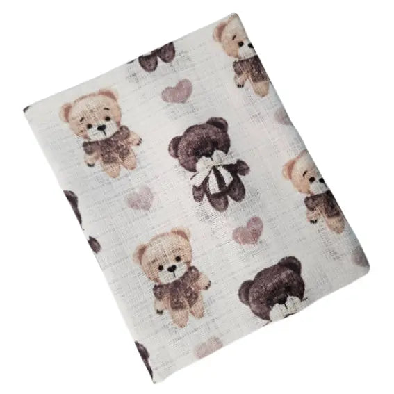 Cotton Tetra Diaper 70x70cm - Beige Bear
