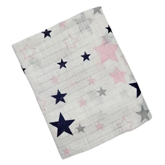 Children's Cotton Tetra Diaper 70x70cm - Pink and Blue Stars