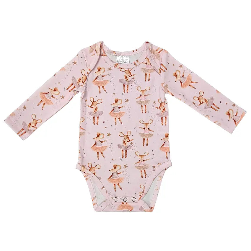 Long Sleeve Bodysuit - Pink Fairy Mouse