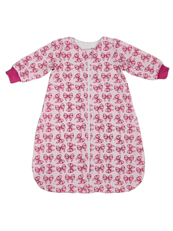 Cotton Sleeping Bag with Sleeves - Pink bows
