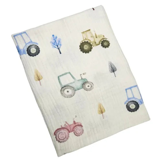 Children's Premium Muslin Tetra Diaper 65x65cm - Tractors