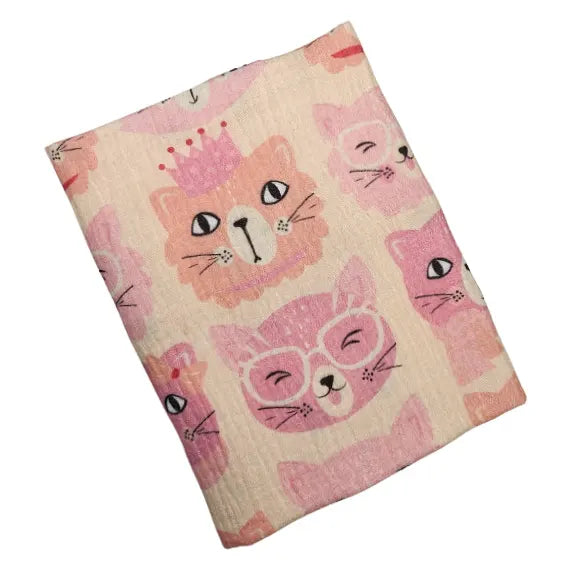 Children's Premium Muslin Tetra Diaper 65x65cm - Rose Kittens