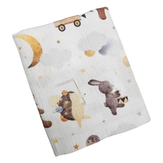 Children's Premium Muslin Tetra Diaper 65x65cm - Sky Animals