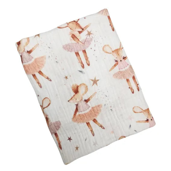 Children's Premium Muslin Tetra Diaper 65x65cm - Mousie Ballerina