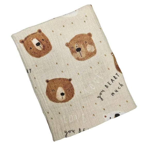 Children's Premium Muslin Tetra Diaper 65x65cm - Love You Beary Much