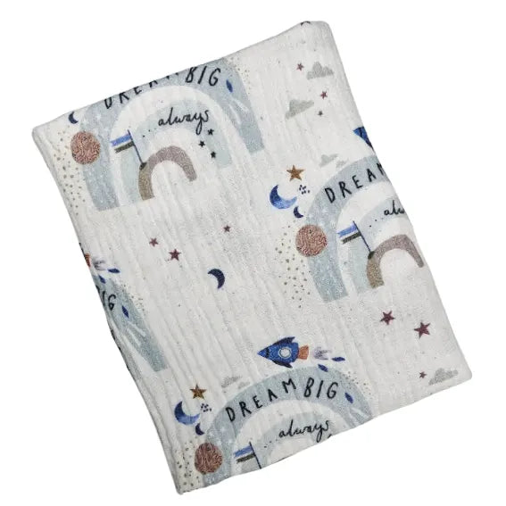 Children's Premium Muslin Tetra Diaper 65x65cm - Dream Big Rainbow