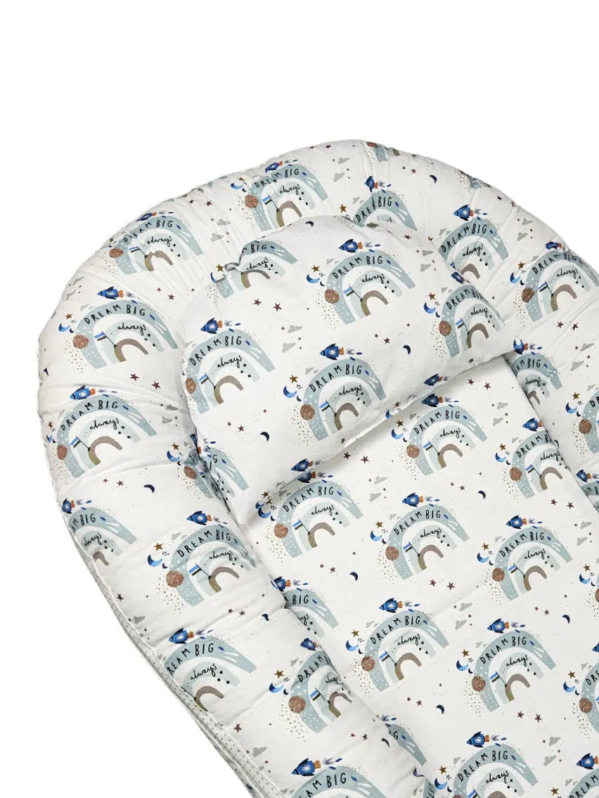 Baby Nest - Double-Sided - Dream Big Rainbow and Blue Stars