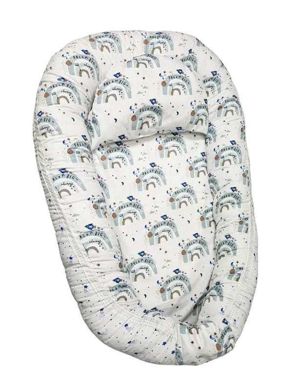 Baby Nest - Double-Sided - Dream Big Rainbow and Blue Stars