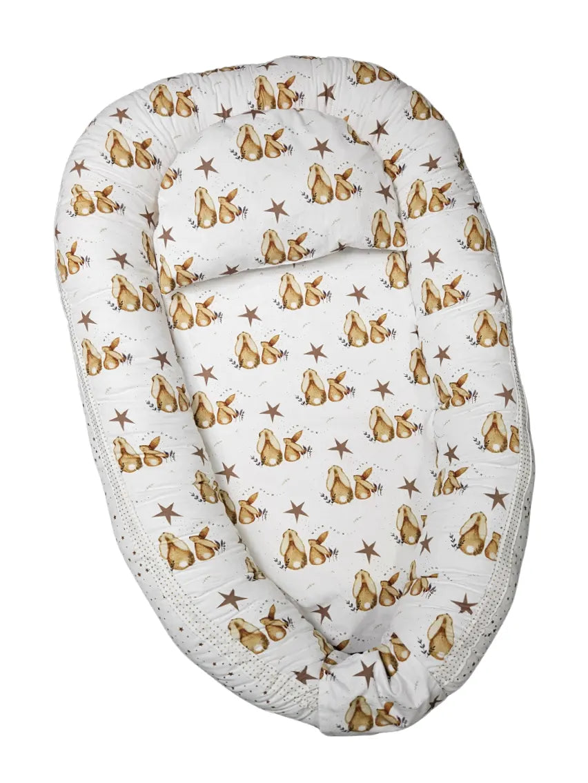Baby Nest - Double-Sided - Bunny and Brown Stars
