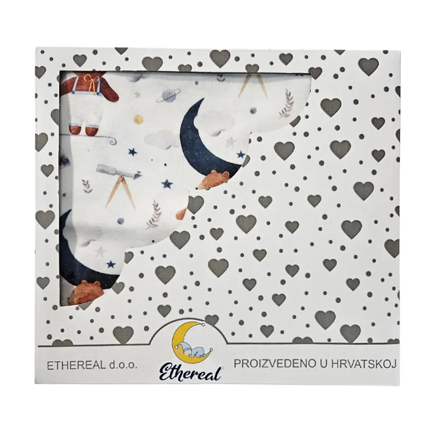 Premium cotton blanket - organic cotton - Bear reaching the moon