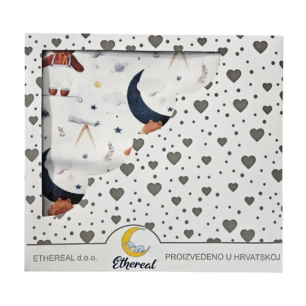 Premium cotton blanket - organic cotton - Bear reaching the moon
