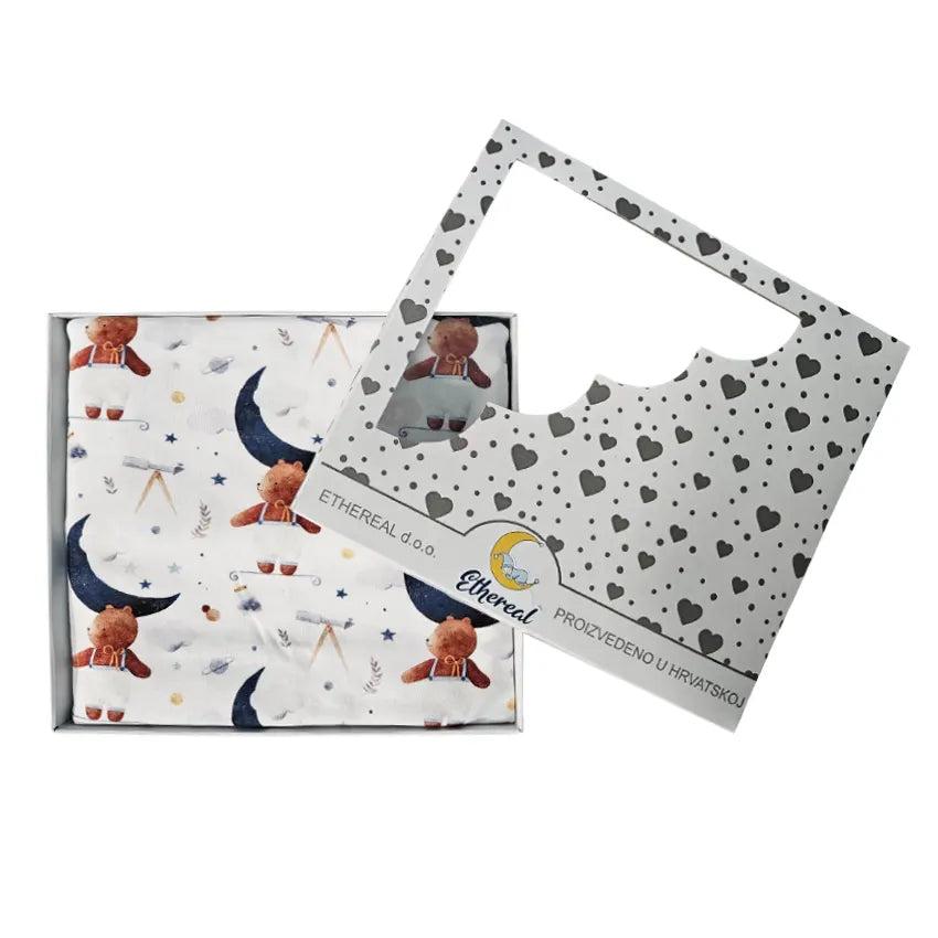 Premium cotton blanket - organic cotton - Bear reaching the moon