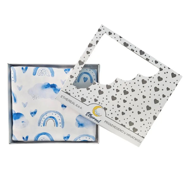 Premium cotton blanket - organic cotton - Blue rainbows