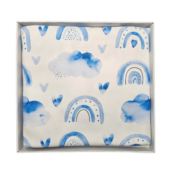 Premium cotton blanket - organic cotton - Blue rainbows