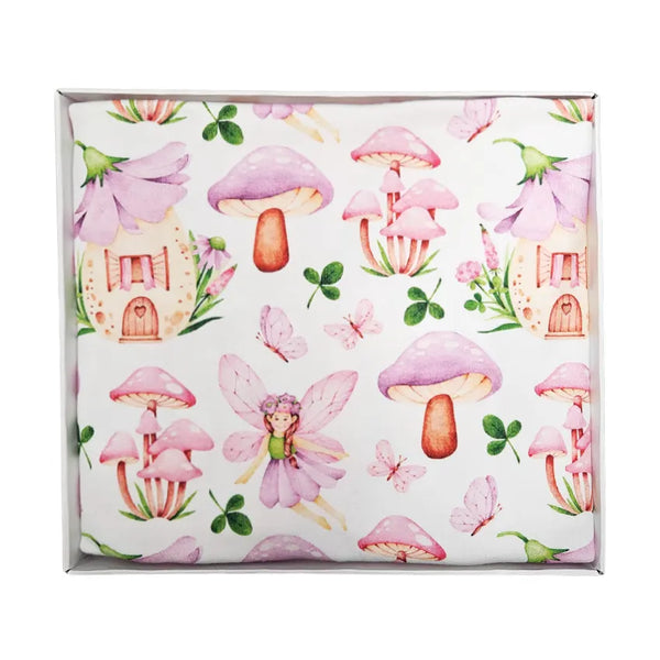 Premium cotton blanket - organic cotton - Lilac forest fairy