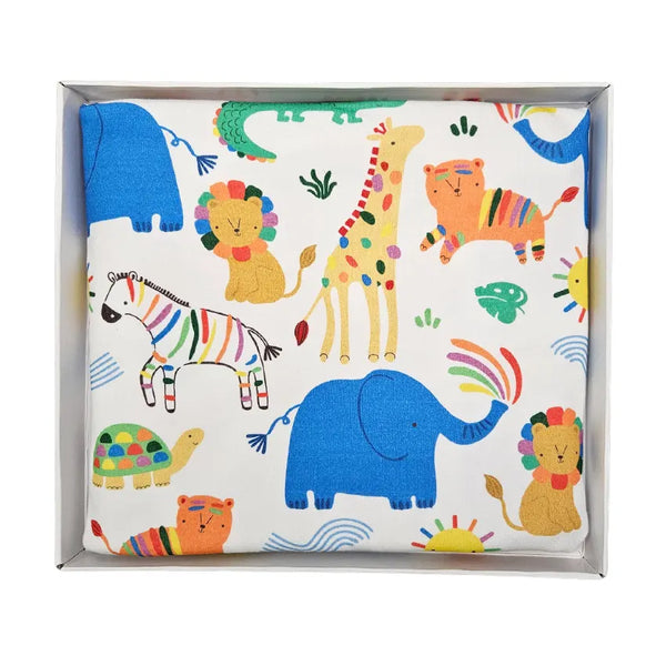 Premium cotton blanket - organic cotton - Rainbow animals