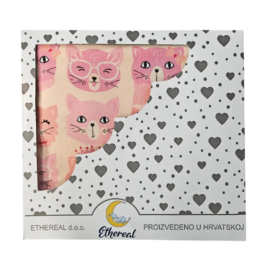 Premium Cotton Blanket - Organic Cotton - Rose Kittens