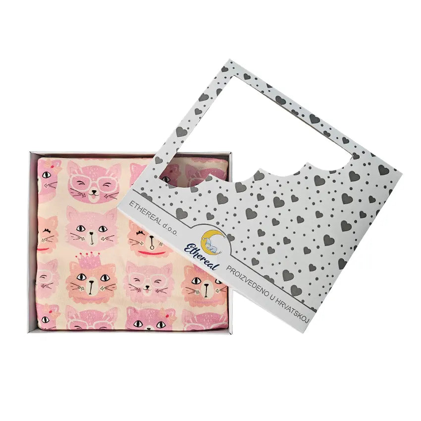 Premium Cotton Blanket - Organic Cotton - Rose Kittens