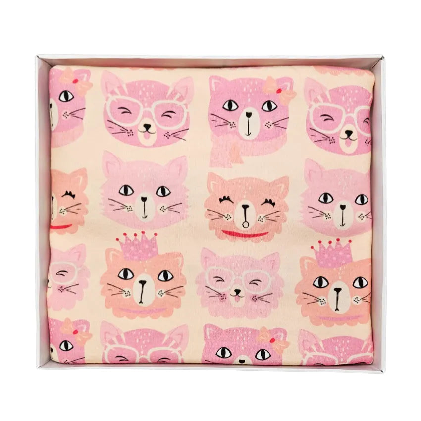 Premium Cotton Blanket - Organic Cotton - Rose Kittens