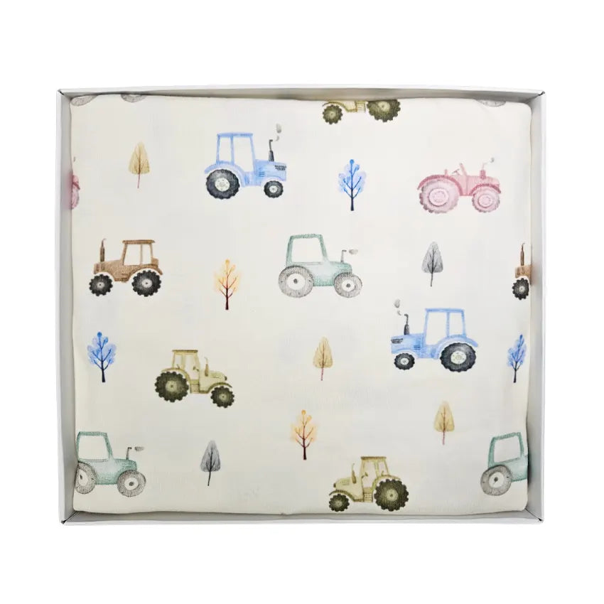 Premium Cotton Blanket - Organic Cotton - Tractors