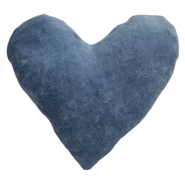 Cotton Velvet Decorative Heart Pillow - Jeans Blue