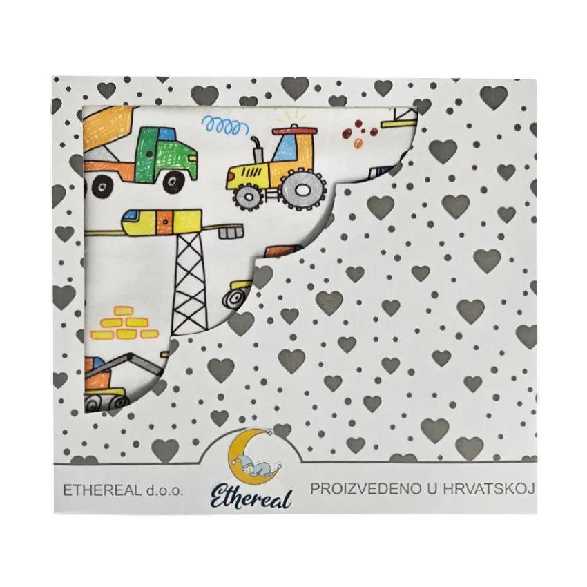 Premium Cotton Blanket - Organic Cotton - Construction Machines Drawing