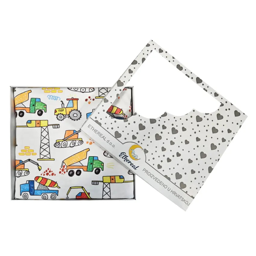 Premium Cotton Blanket - Organic Cotton - Construction Machines Drawing