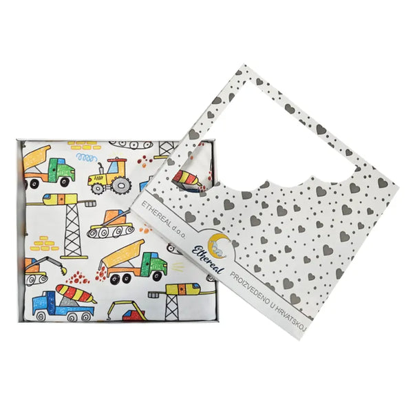 Premium Cotton Blanket - Organic Cotton - Construction Machines Drawing