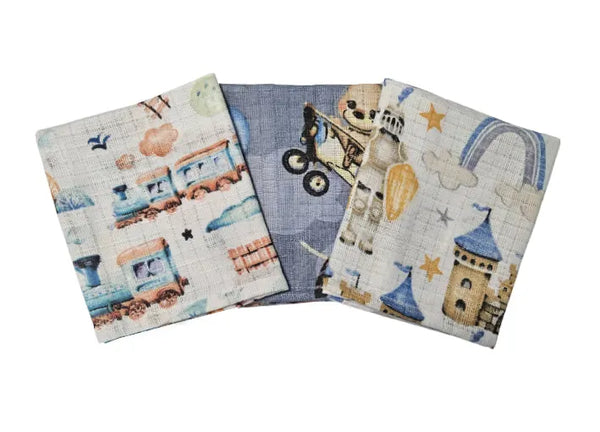 Cotton Tetra Cloths 30x30cm - Set 3/1 - Locomotive and Castle